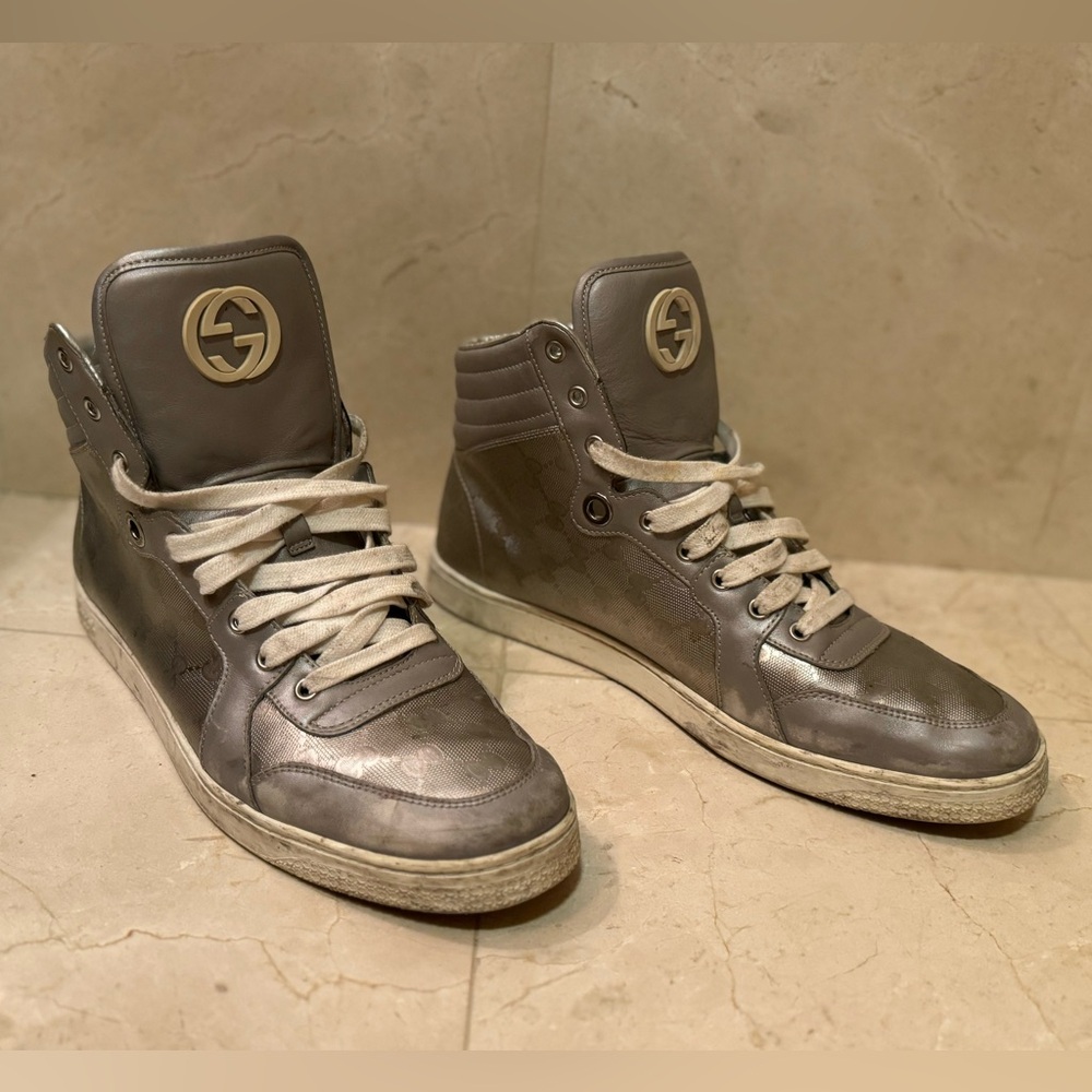 Men’s Guccissima Logo High Top Sneaker Silver